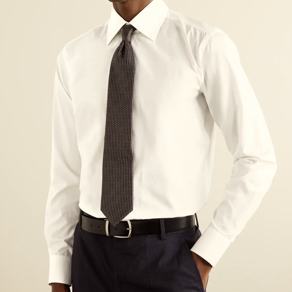 Brioni Textured Cotton Dress Shirt Button Up size 17